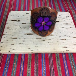 Handmade leather embossed cuff bracelet boho